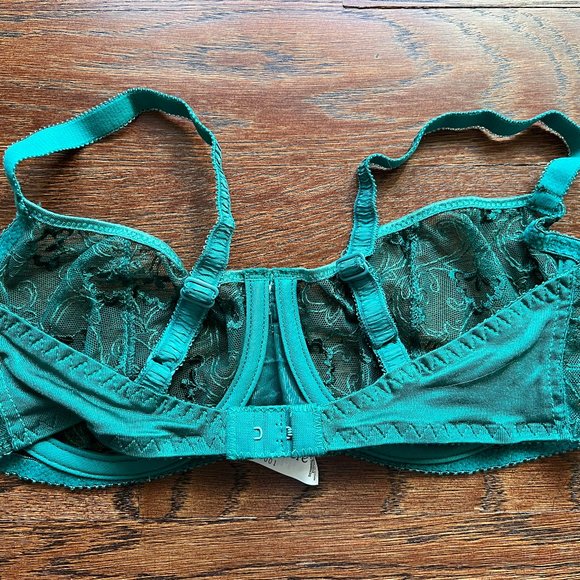 Sale! Vintage Balcony Bra Authentic 80's Green Lace bra by LE MYSTÈRE - Picture 11 of 14